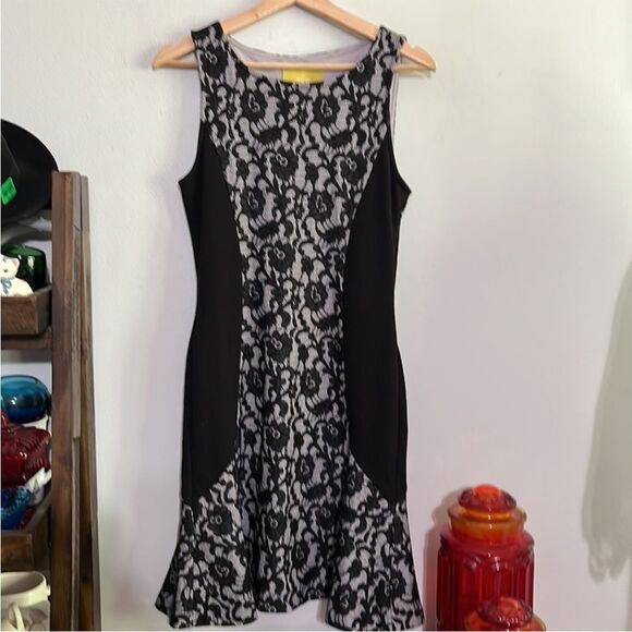 Anthropologie Maeve Sirena Black & Lilac Fit & Flare Lace Dress XS - Picture 2 of 10